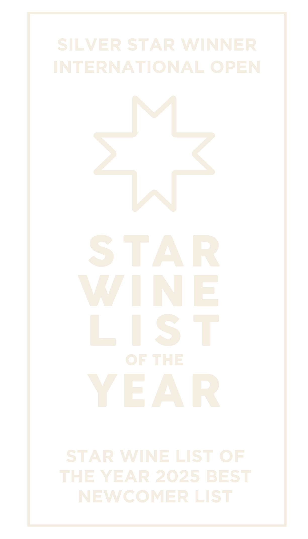 Star Wine List of the Year 2025, Silver Star, Best Newcomer List